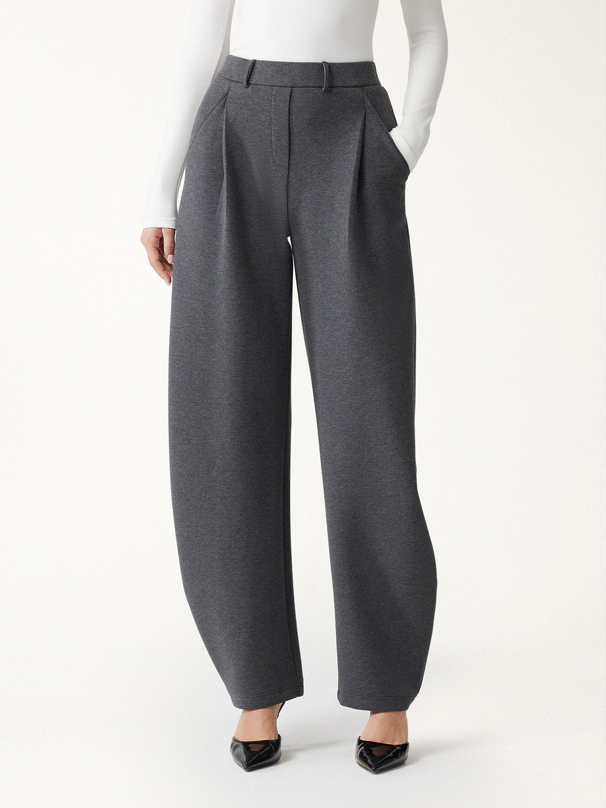 Cozy Knit Mid Rise Barrel Leg Pull-on Pants — original photo 9